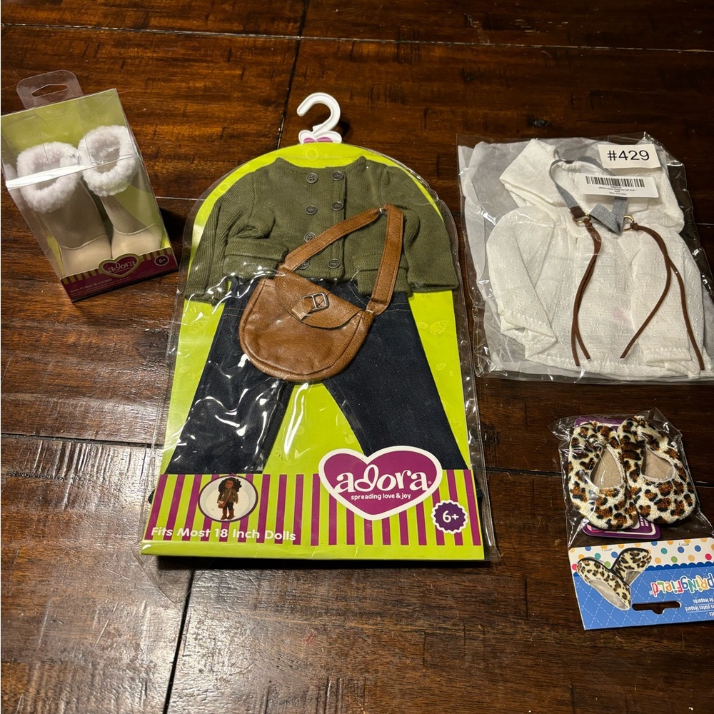 Lot of 4 new 18-inch doll clothing and shoes